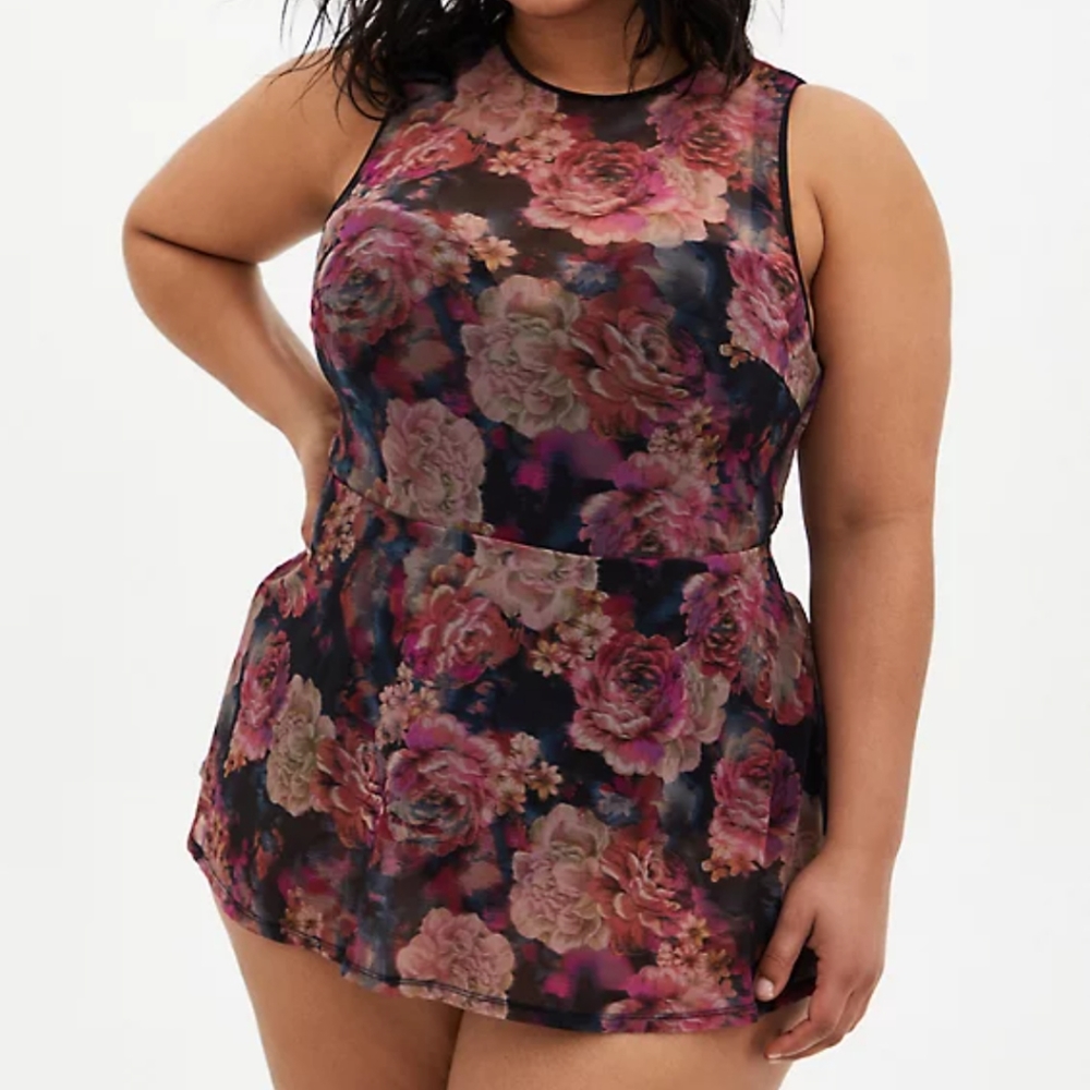 Torrid Rose Floral Peplum One-piece Swimsuit